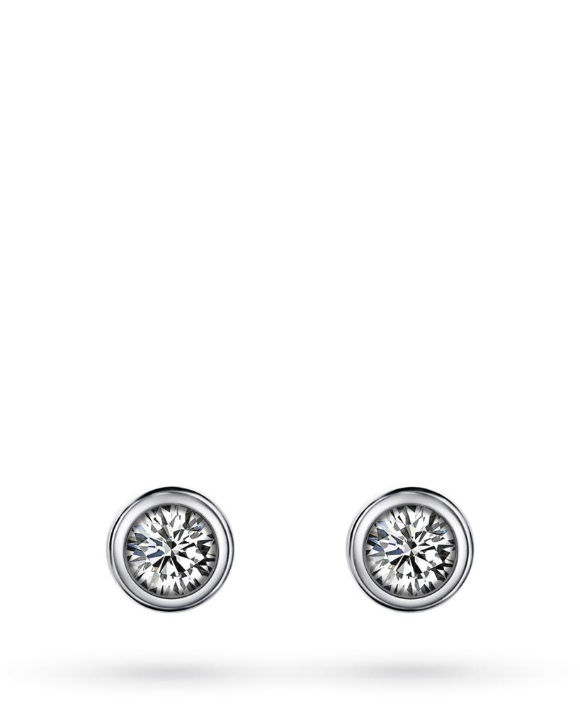18kt white gold round stud earrings with diamonds ct 0,10 G VS - CICALA