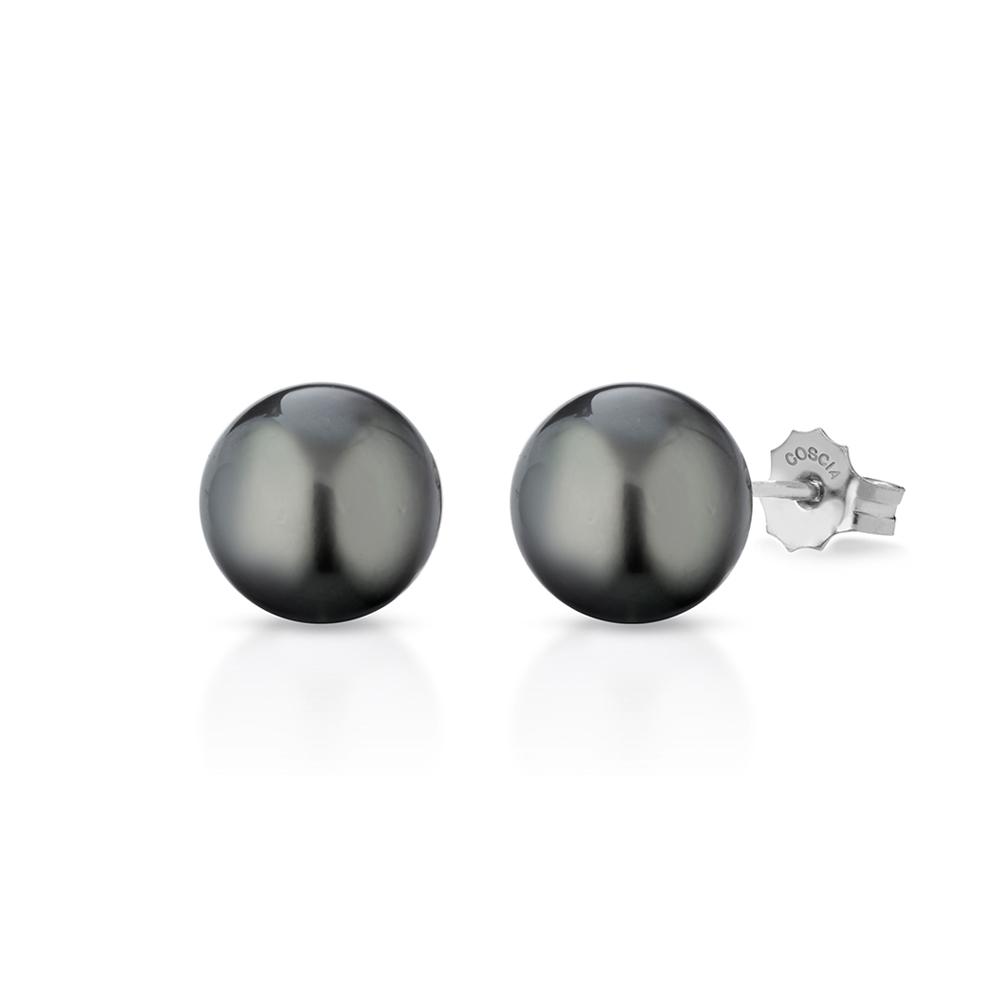  Orecchini in oro con perla Tahiti nera &Oslash; 9,00 mm - COSCIA