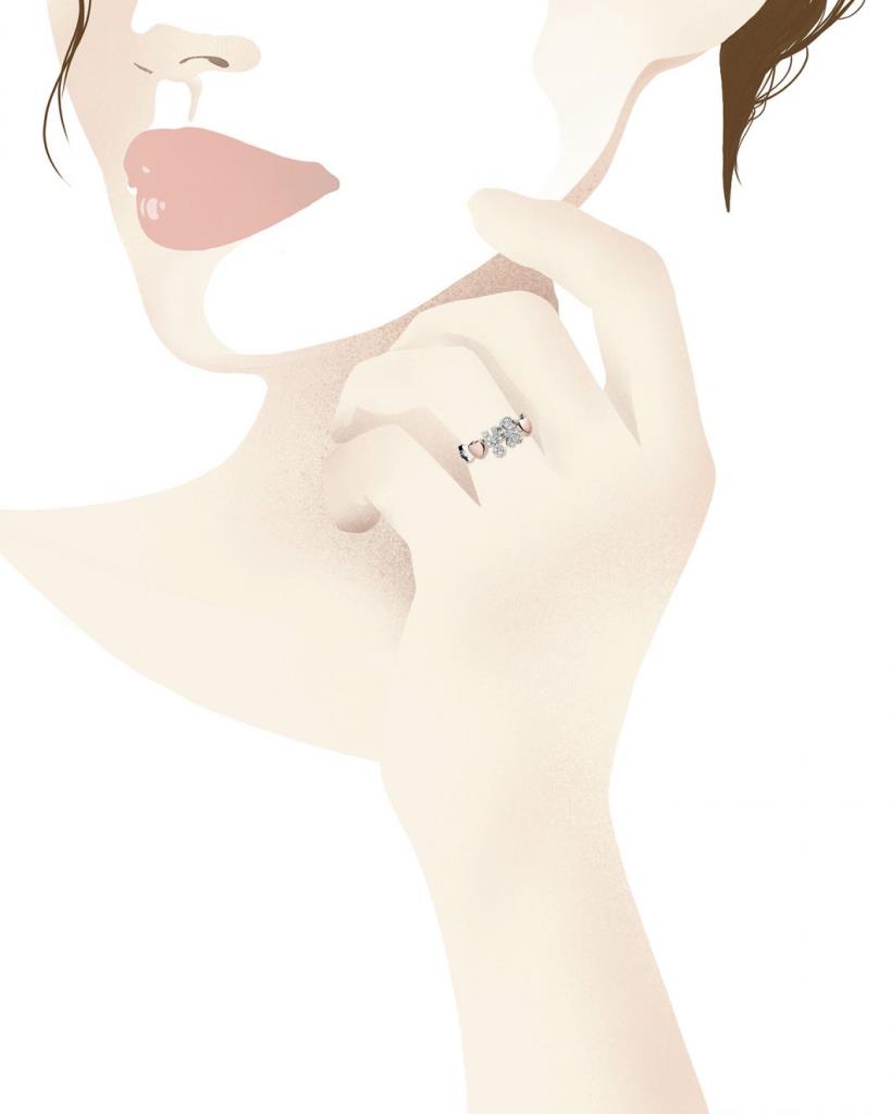  Anello leBebe LBB113 oro bianco bimbo bimba due cuori - Misura 14 - LE BEBE