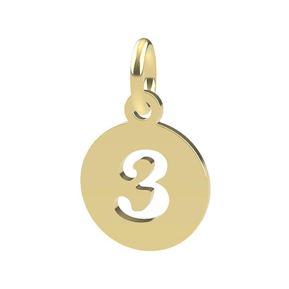 CIondolo Numero 3 oro giallo 18kt Dedie - DEDIE