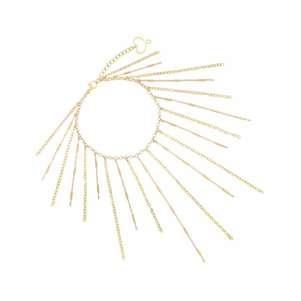 Bracciale in argento dorato con frange di catene