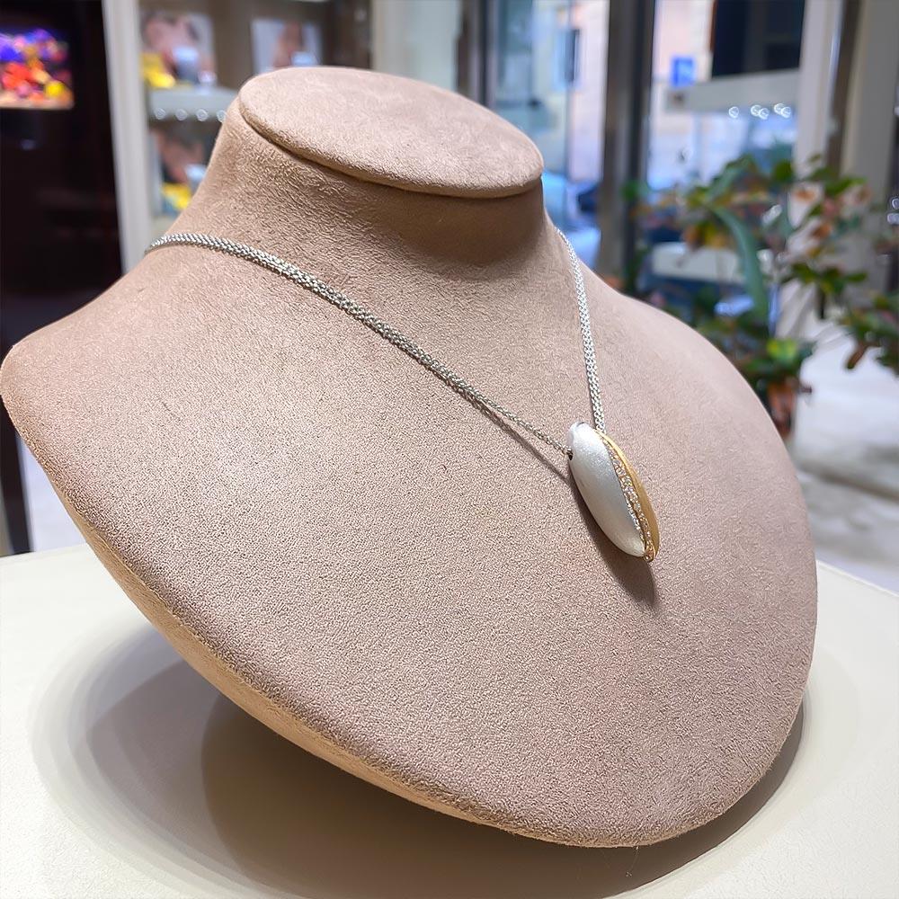  Girocollo Giorgio Visconti pendente bicolore diamanti 0,65ct - GIORGIO VISCONTI