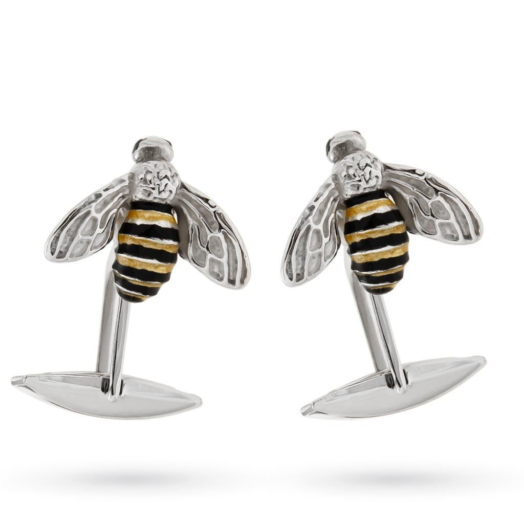 925 sterling silver cufflinks enameled bees - SATURNO