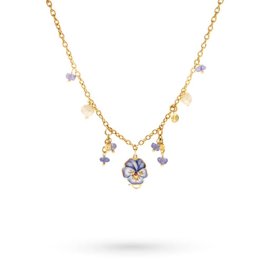 Gabriella Rivalta purple enameled pearl sapphire necklace - GABRIELLA RIVALTA