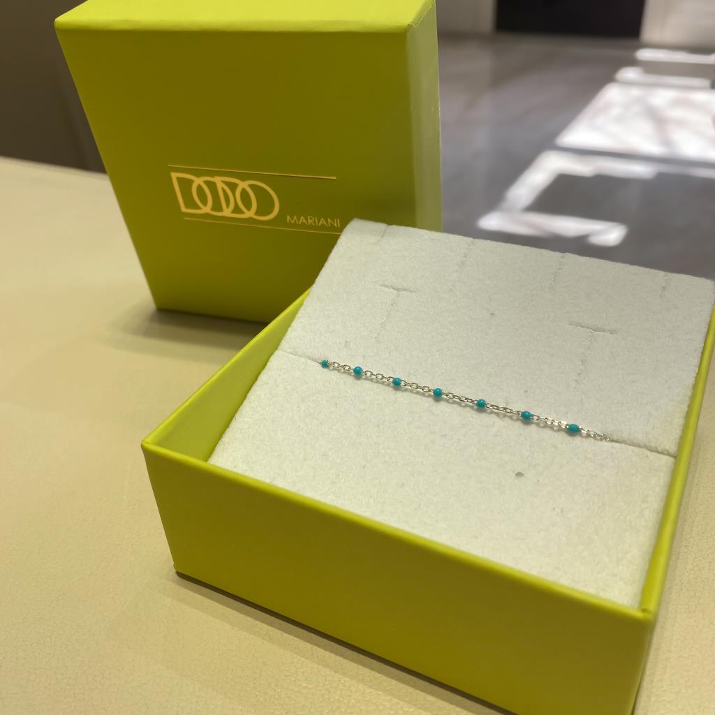  Bracciale Dodo Mariani catenella minismalti azzurro 18cm - DODO MARIANI