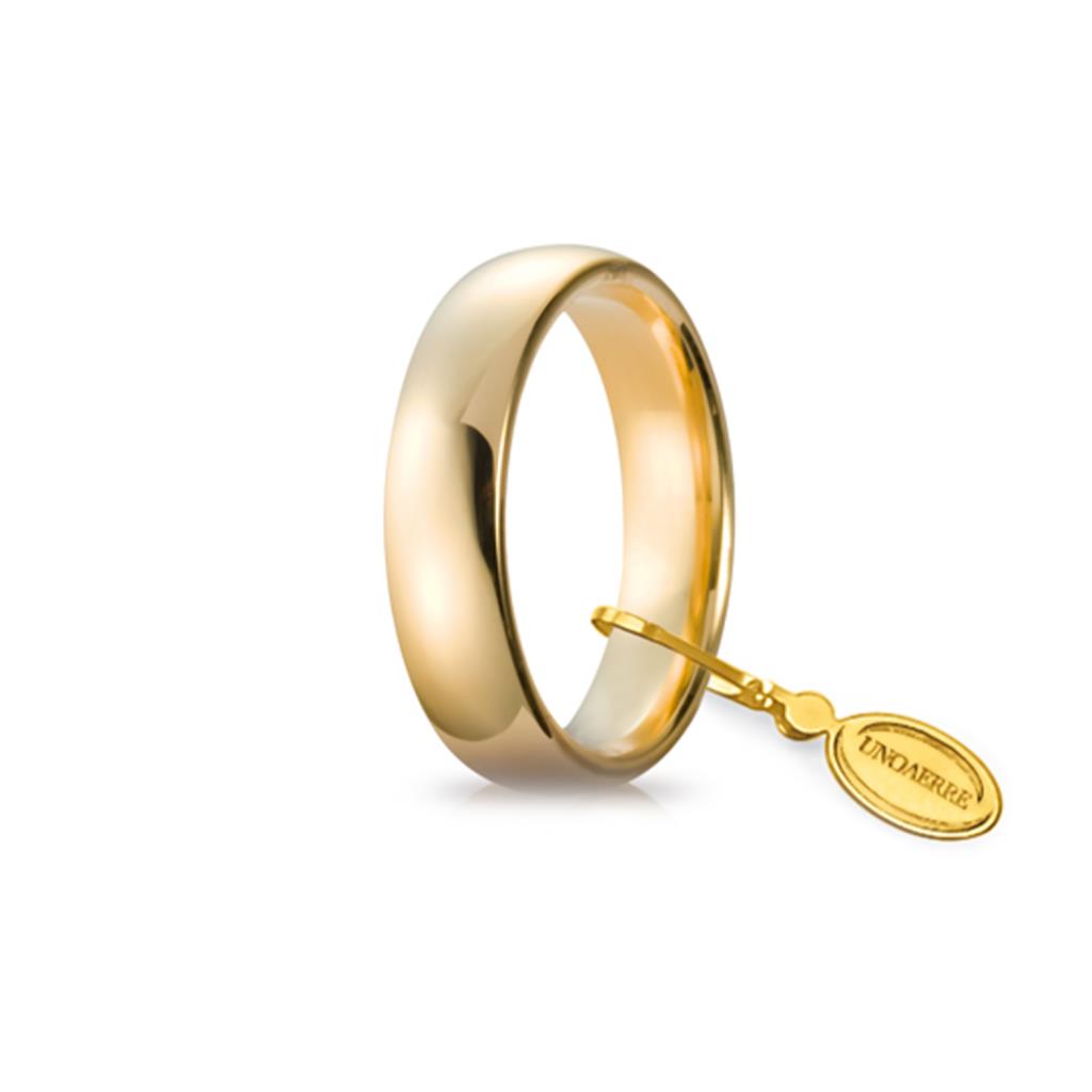 Comfort wedding ring yellow gold 5,00mm - UNOAERRE