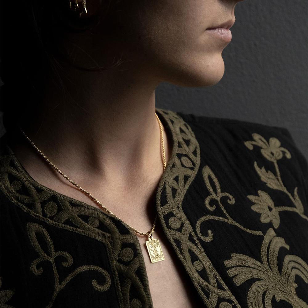 Ciondolo Carta Tarocchi La Fortuna in argento dorato - NOVE25