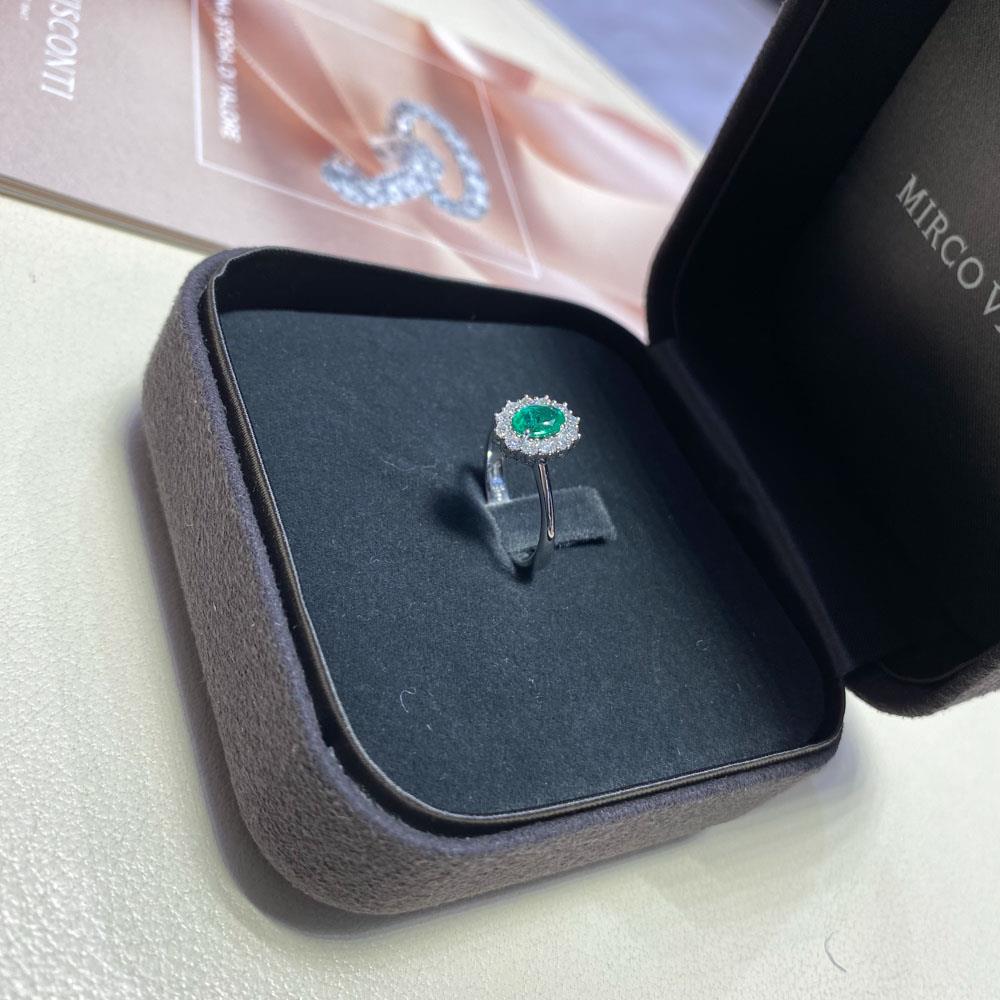  Anello smeraldo ovale 0,50ct contorno diamanti 0,24ct Mirco Visconti - MIRCO VISCONTI