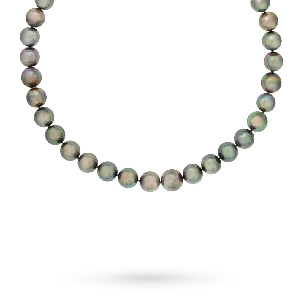 Collana perle nere Tahiti 11mm oro bianco 18kt - LUSSO ITALIANO