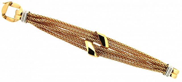  Bracciale in oro giallo con 6 fili e nodo centrale - LUSSO ITALIANO