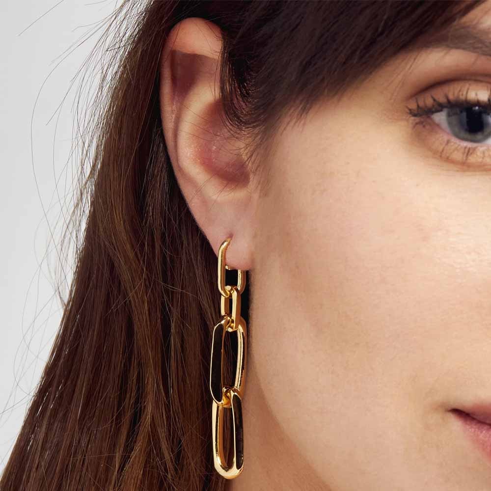  Orecchini Unoaerre 2024 in bronzo dorato catena forzatina - UNOAERRE