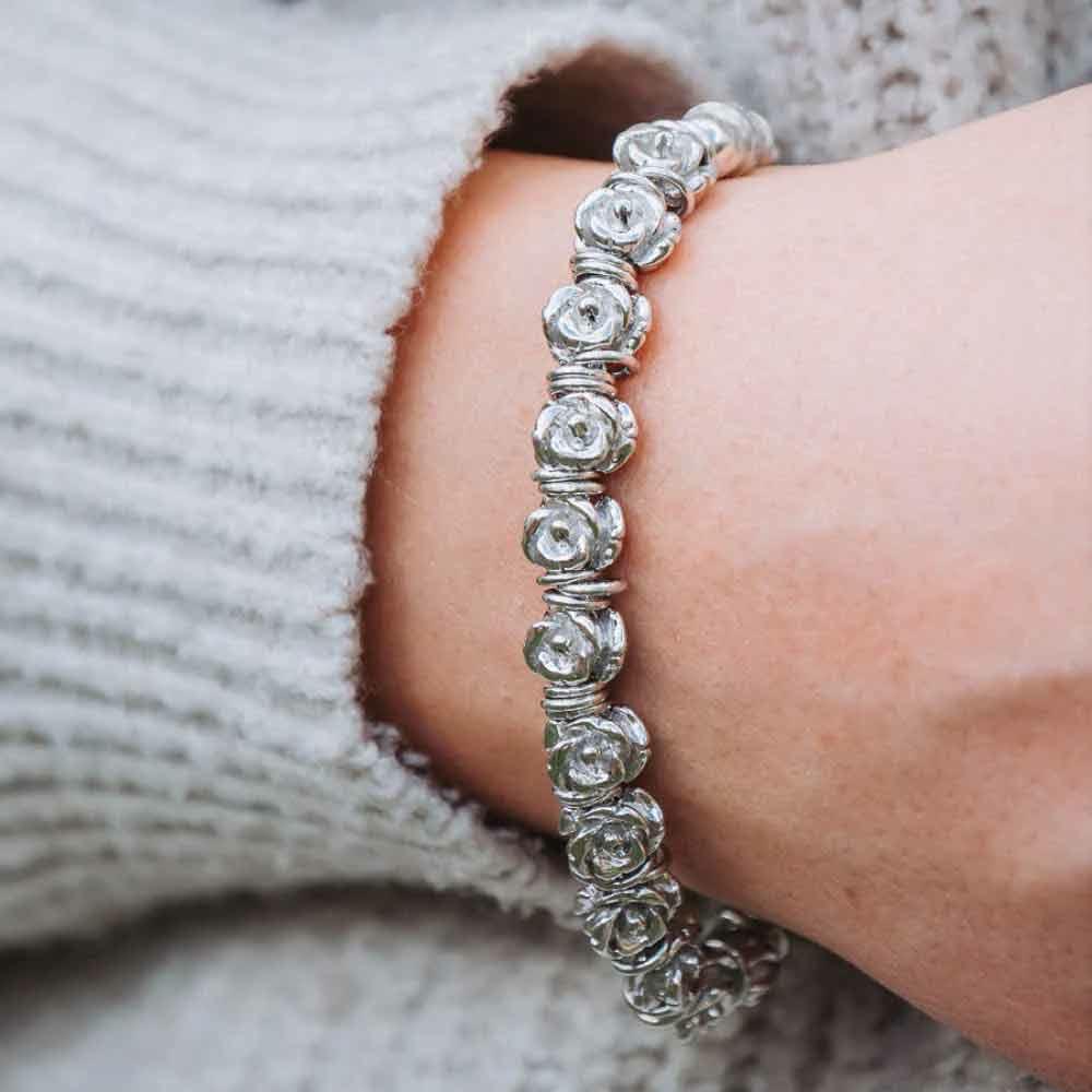  Bracciale donna argento con 13 charms roselline 16+3 cm - MARIA CRISTINA STERLING