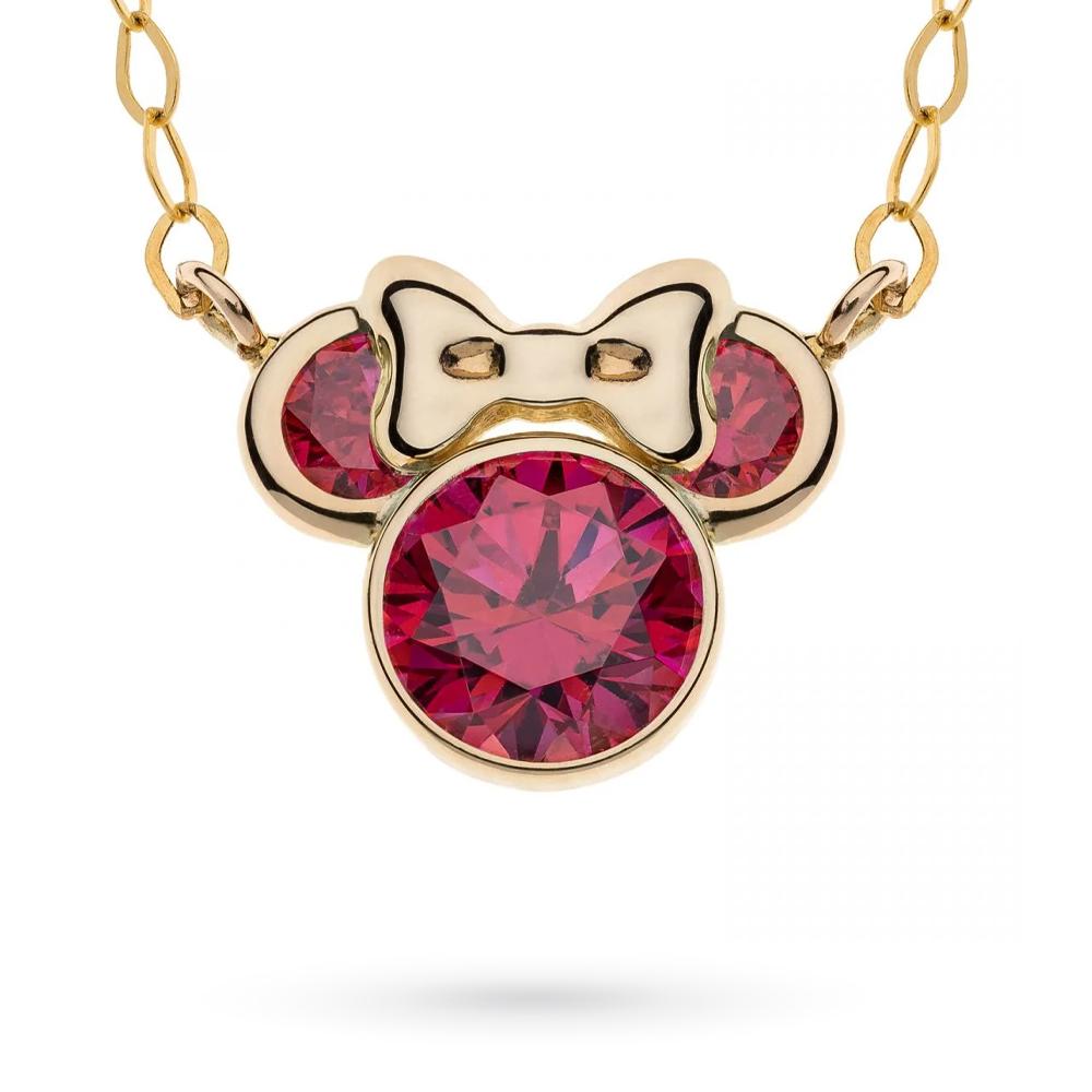  Collana bambina Disney Minnie oro giallo 9kt cristalli rossi - DISNEY