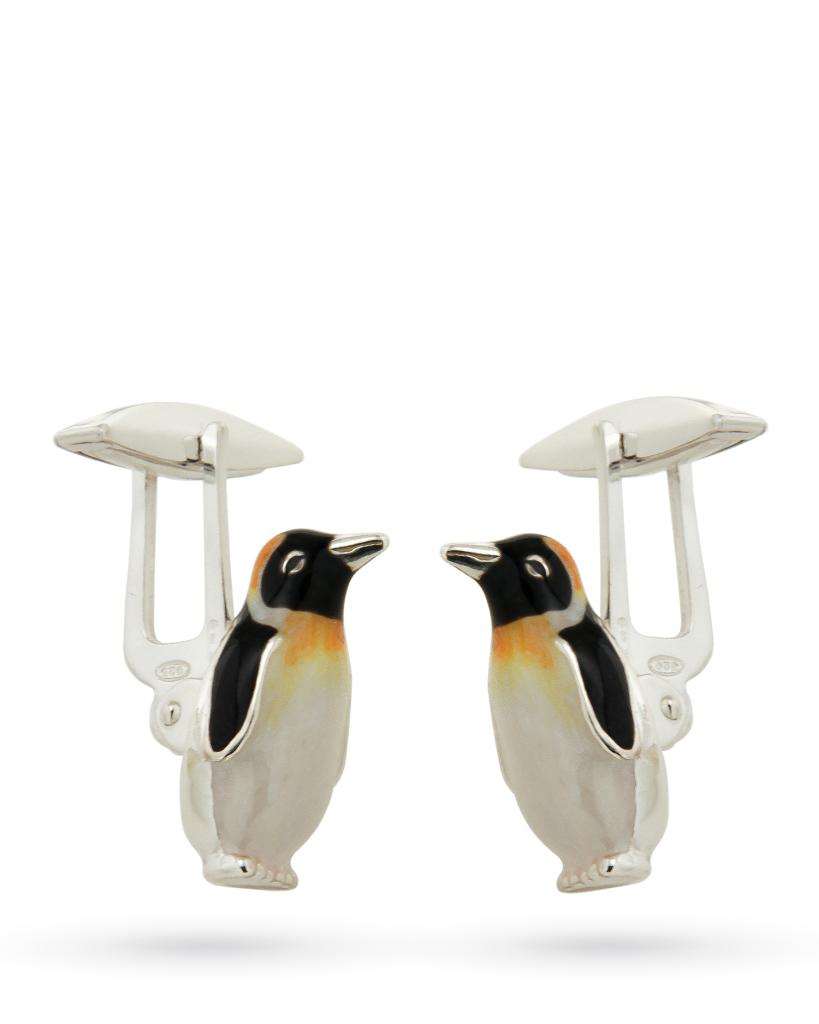 925 sterling silver cufflinks with enameled penguins - SATURNO