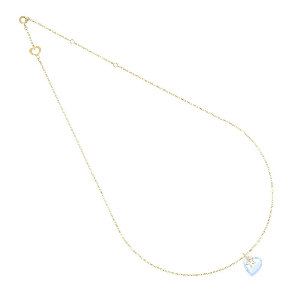 18kt Gold Sky Blue Quartz Heart Necklace - MAMAN ET SOPHIE