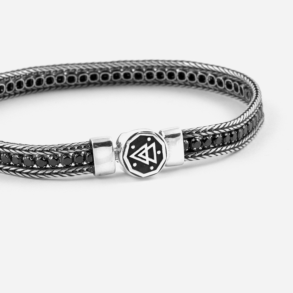  Bracciale tennis black foxtail argento brunito lucido Nove25 - NOVE25
