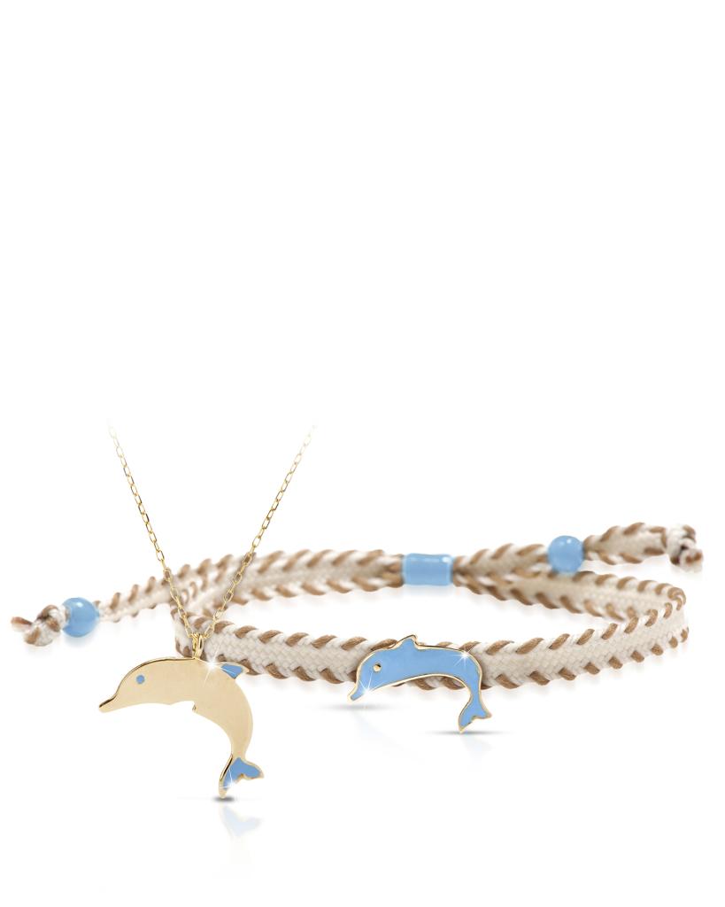 Collana e bracciale LeBebe Primegioie in oro giallo con delfino - LE BEBE
