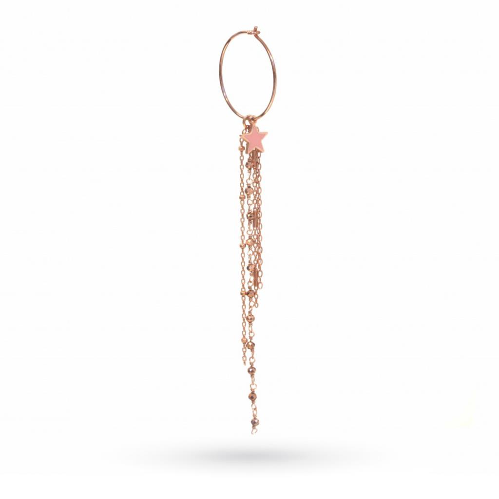 Single hoop earring with pink star and 925 silver chains - MAMAN ET SOPHIE