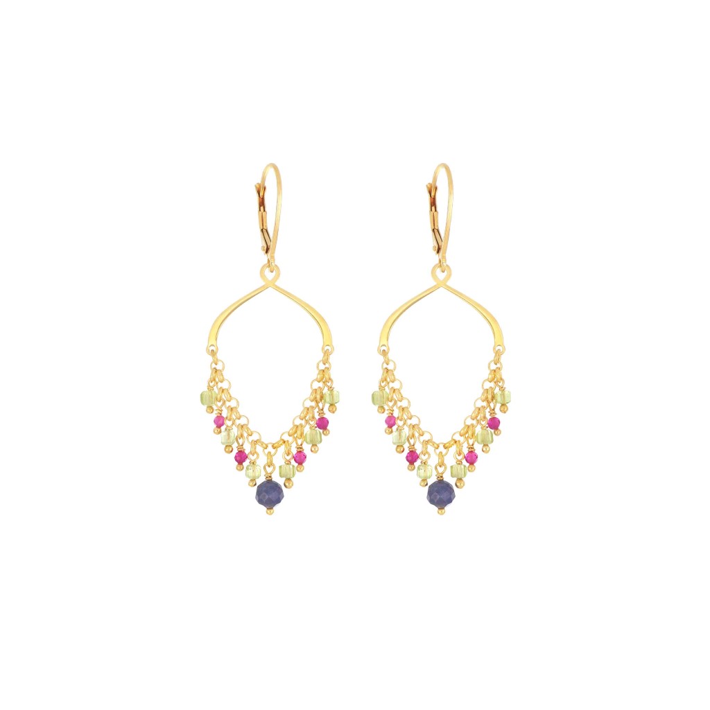 Maman et Sophie ORFRA1APRTZRU Pair of Earrings in 925 Silver with Gold-Plated Fringe - MAMAN ET SOPHIE