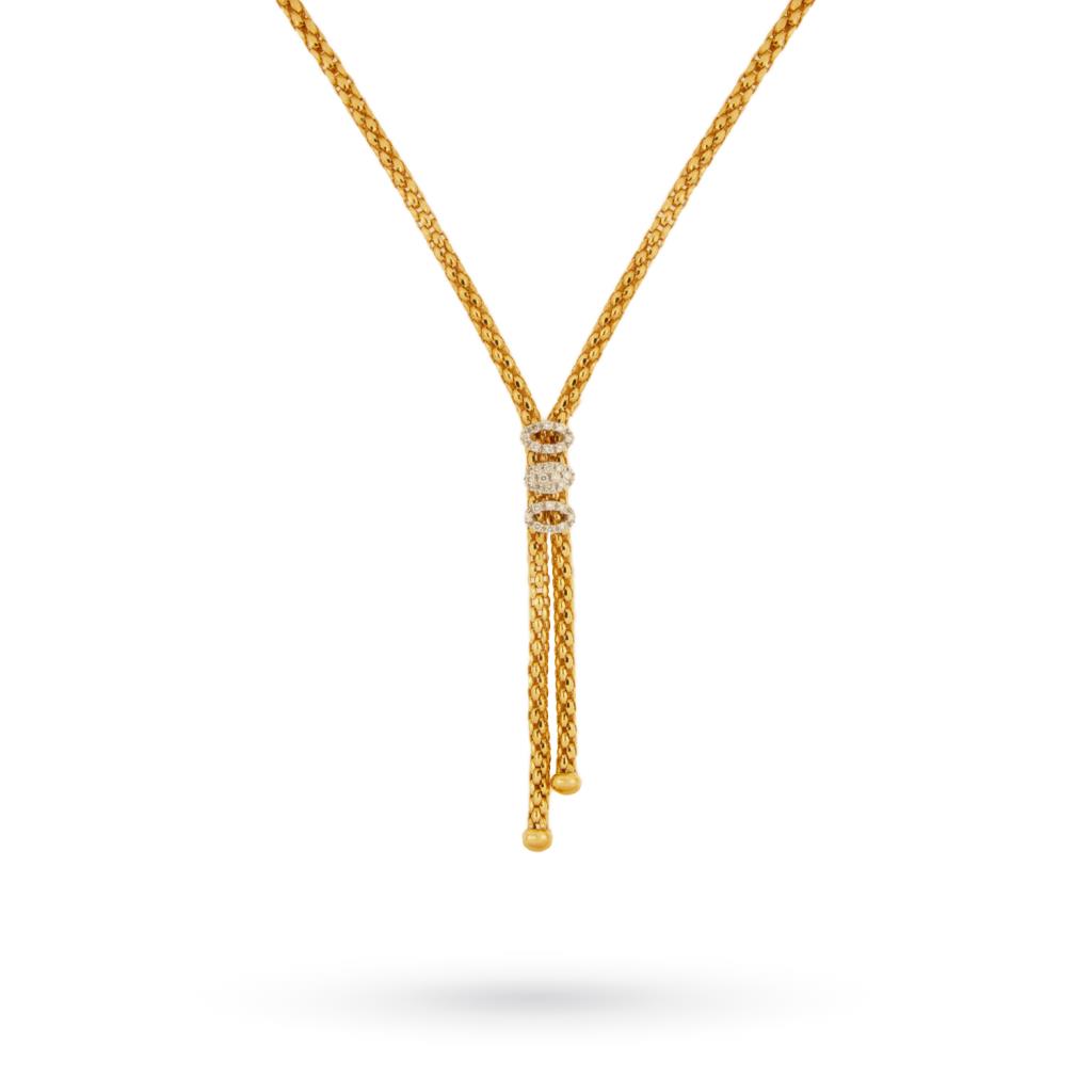 O / R 18ct pink gold necklace with 3 elements with diamonds - FOPE