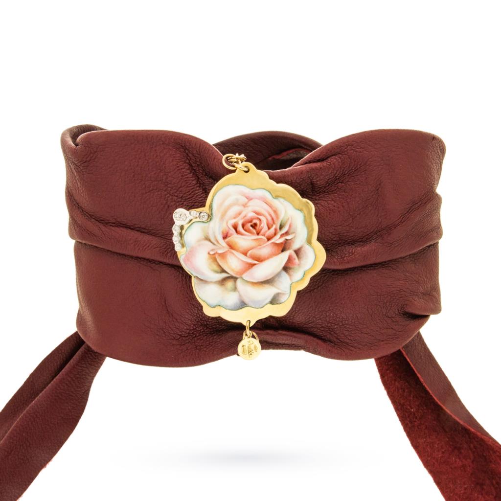  Gabriella Rivalta gold pendant enameled rose - GABRIELLA RIVALTA