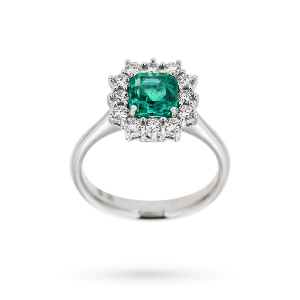 Anello smeraldo rettangolare 1,25ct contorno diamanti 0,47ct Mirco Visconti - MIRCO VISCONTI