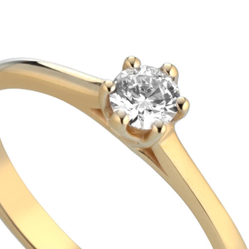  Anello solitario oro giallo 6 griff con diamante 0,10ct - LELUNE