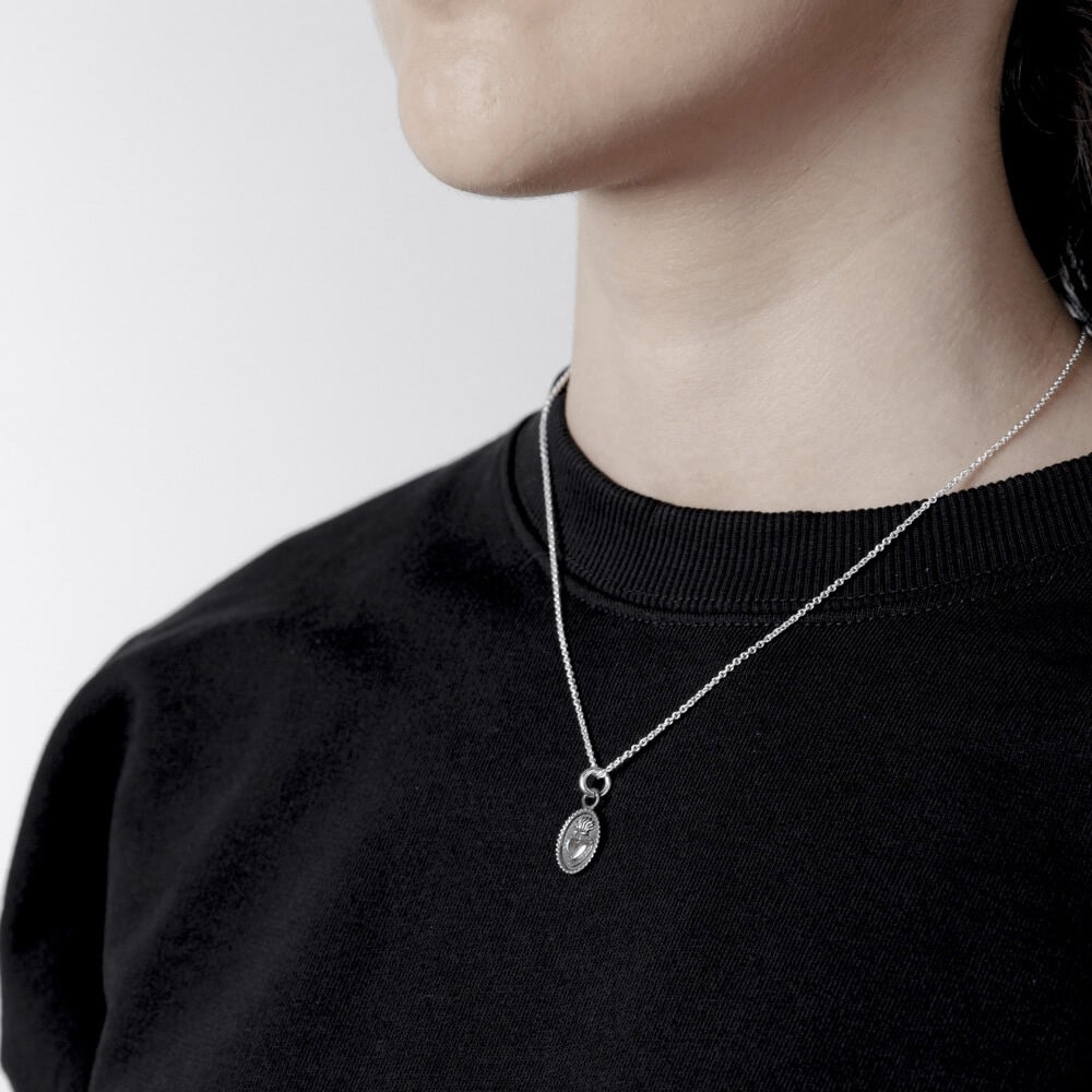 Collana cuore Ex Voto | cornice argento 925 brunito e lucido - NOVE25