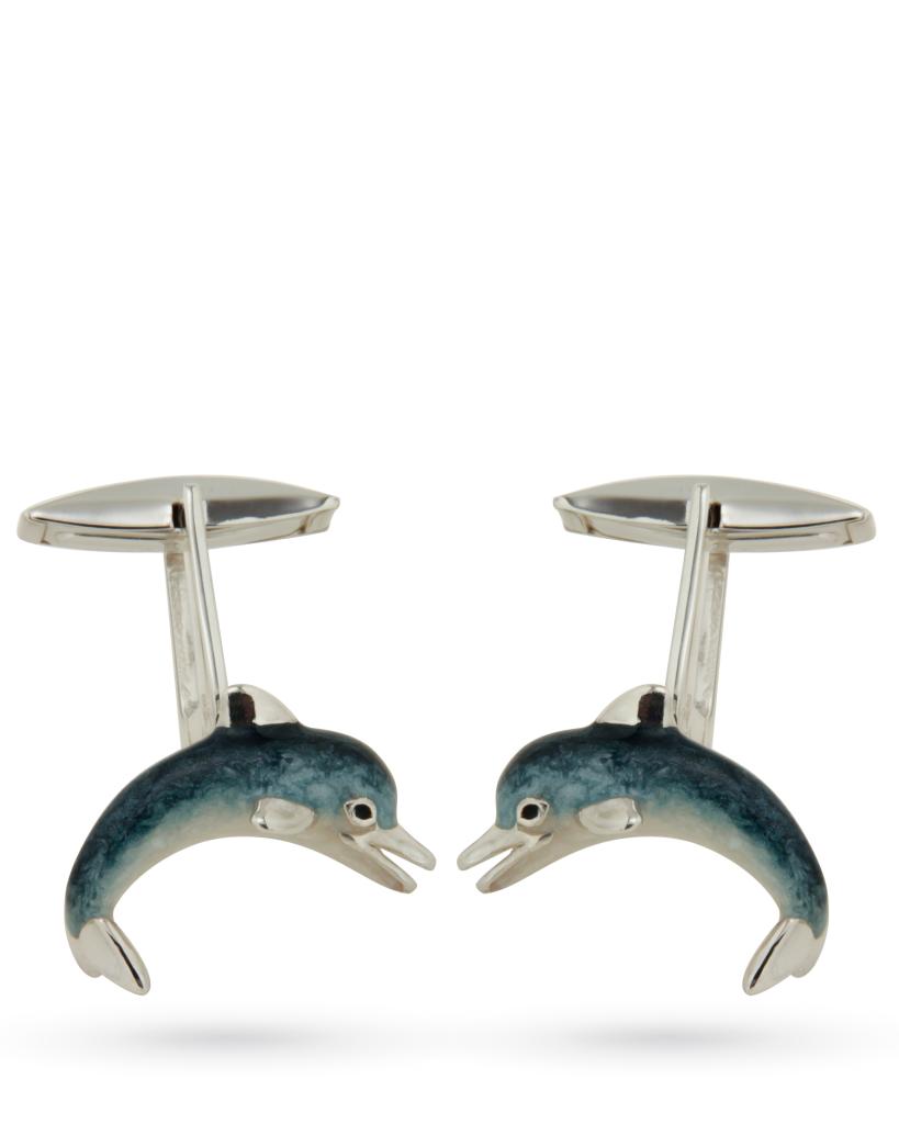 Gemelli in argento con delfini smaltati - SATURNO