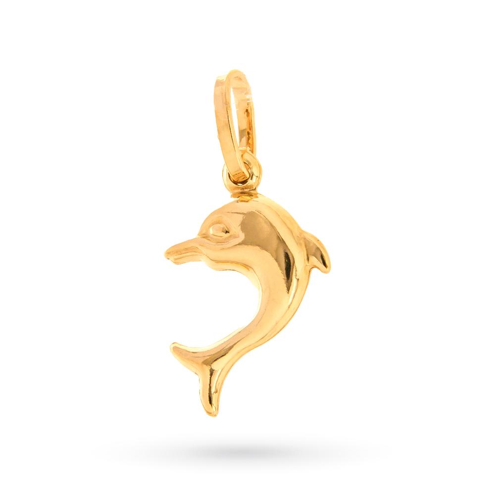 Ciondolo delfino oro giallo 18kt liscio lucido bombato - LUSSO ITALIANO