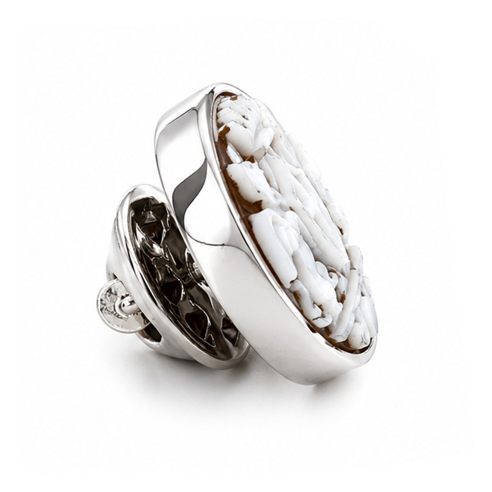  Spilla da Giacca in Argento e Cammeo con Stemma di Genova - CICALA