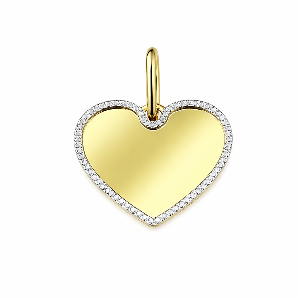 Ciondolo cuore lastra oro giallo 18kt con bordo martellato