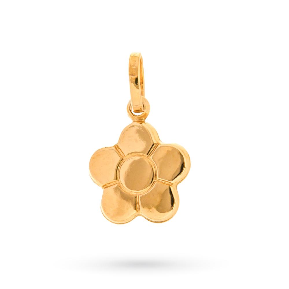 Polished 18kt yellow gold flower pendant - LUSSO ITALIANO