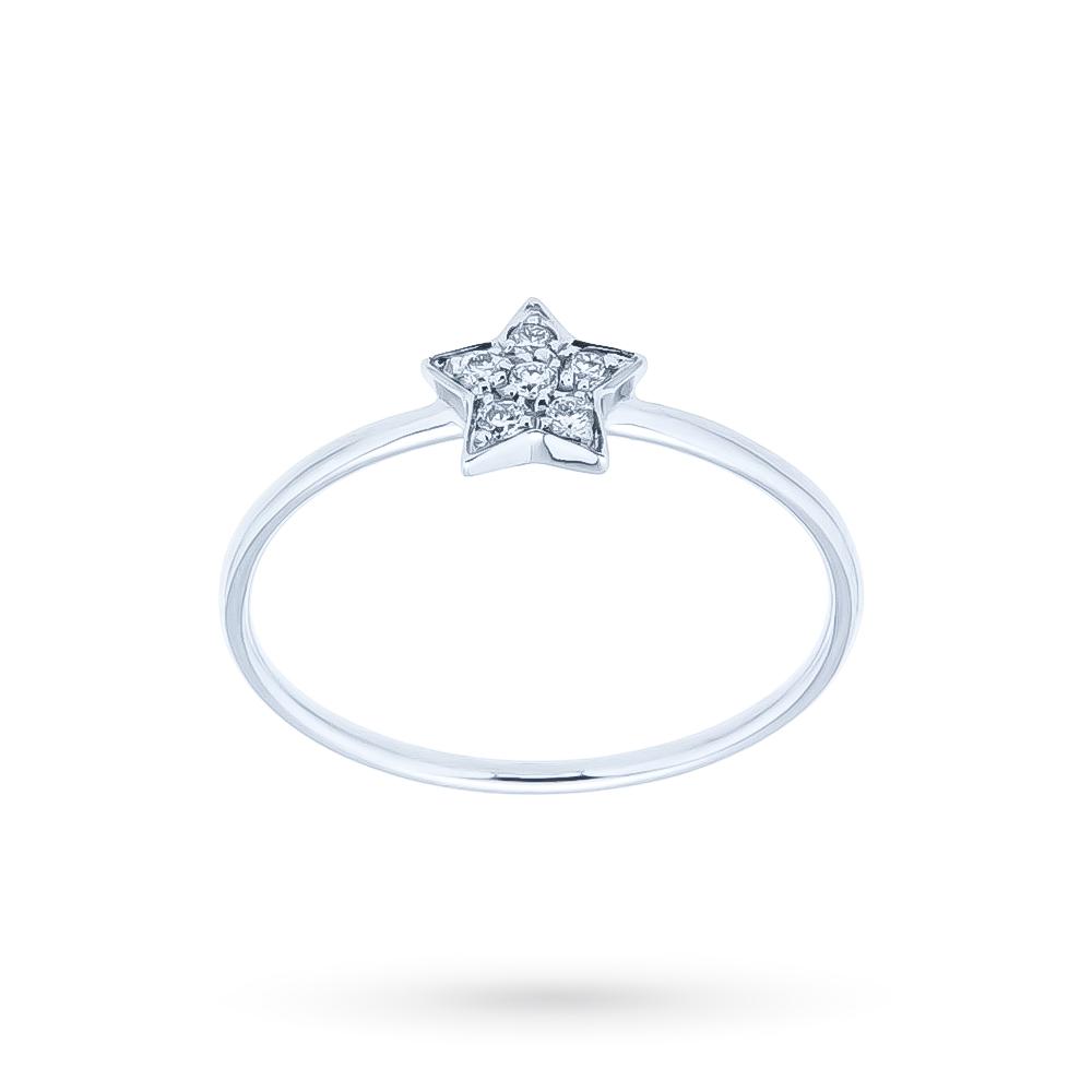 18kt white gold ring star diamonds 0.07ct - CICALA