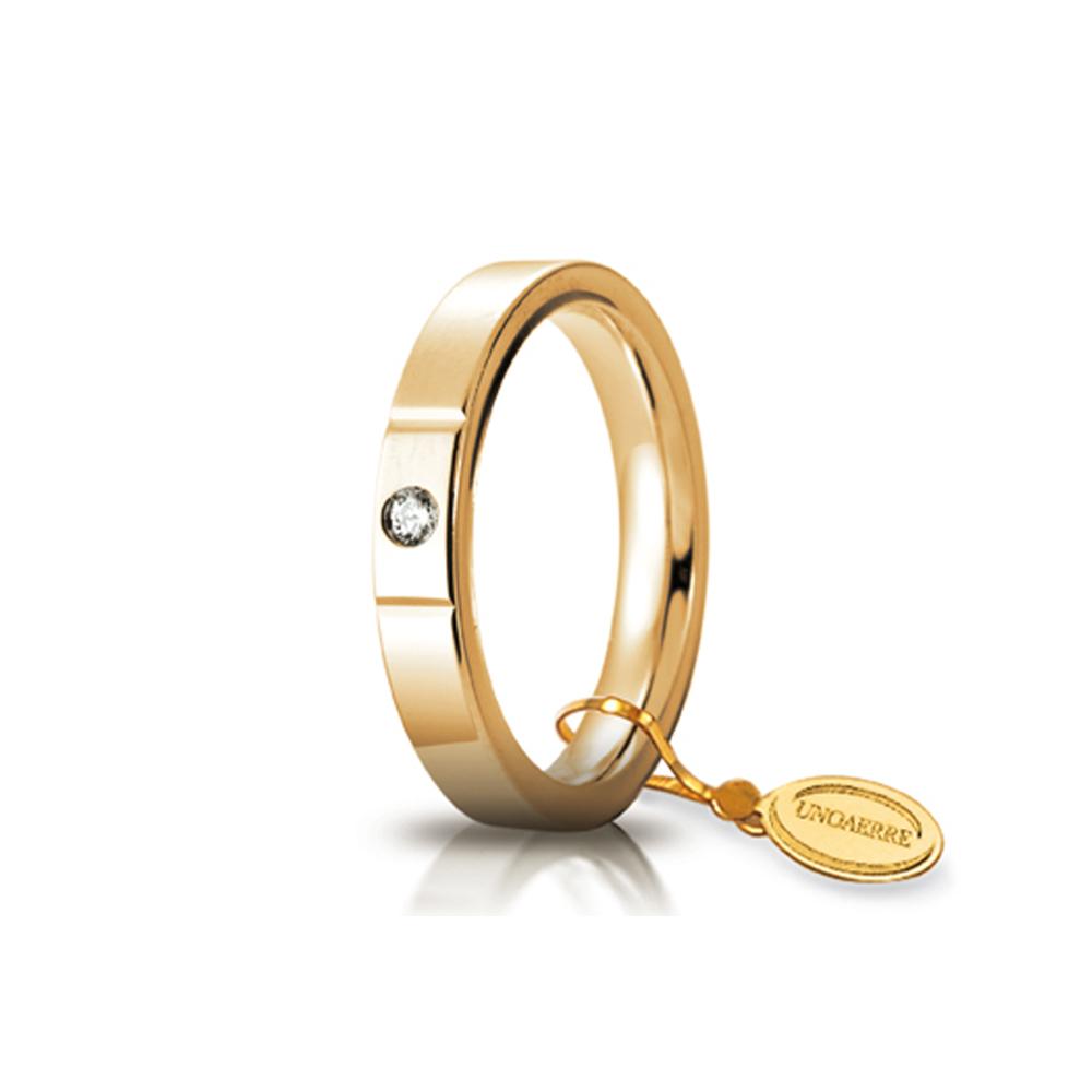 Wedding ring Circles of Light mm.3.5 in yellow gold with diamond size 29 - UNOAERRE