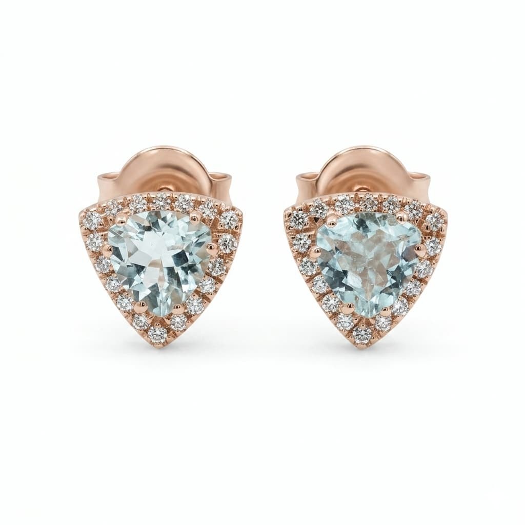 Orechini a Lobo con Aquamarina con contorno di brillanti - CICALA