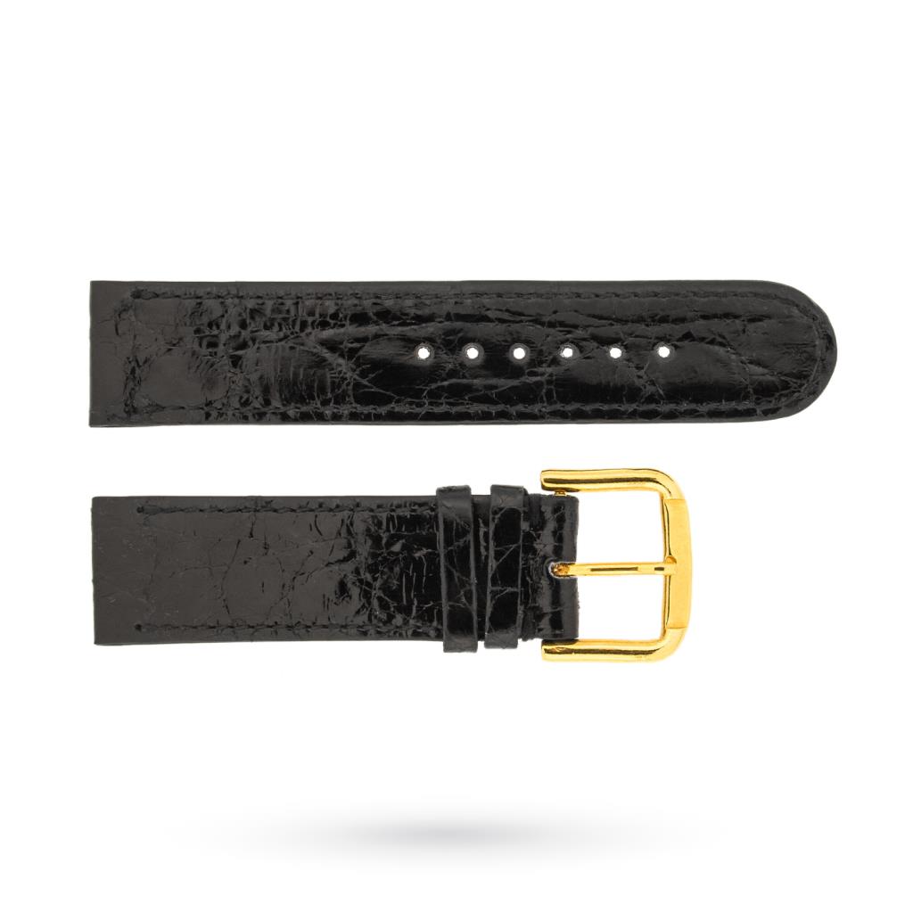 Cinturino artigianale coccodrillo nero extracorto 18-18mm - BROS