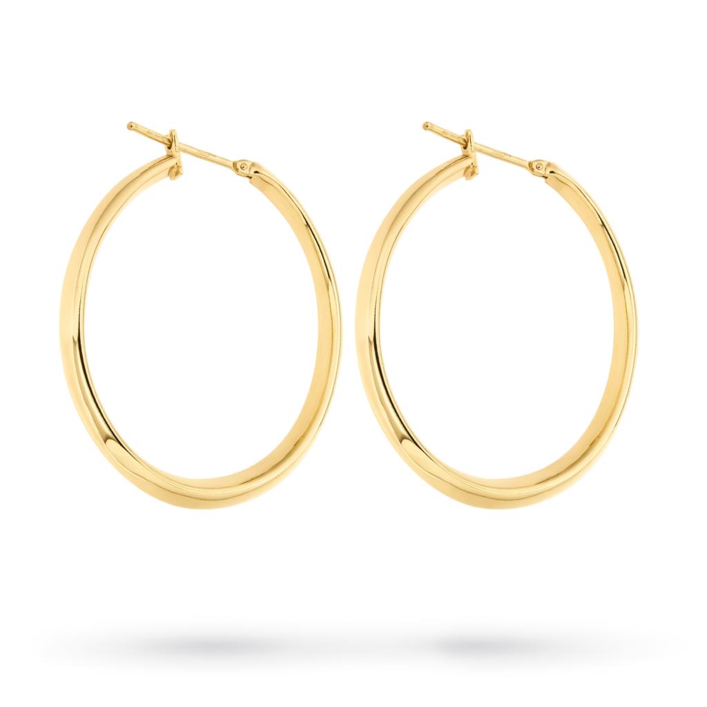 Yellow gold oval hoop earrings 38x32mm - UNBRANDED