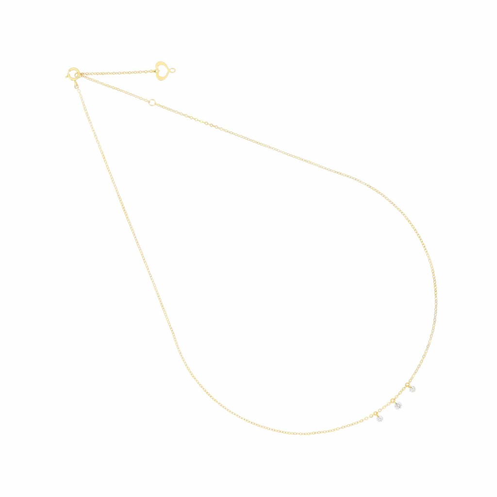 Girocollo Maman et Sophie oro giallo tre diamanti nudi - MAMAN ET SOPHIE