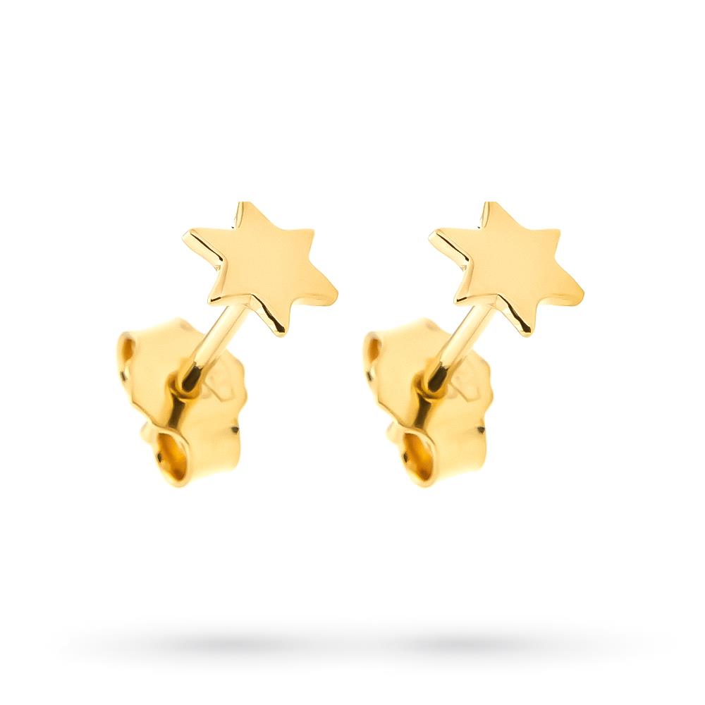 Orecchini copriforo oro giallo 18kt stellina piatta lucida - LUSSO ITALIANO