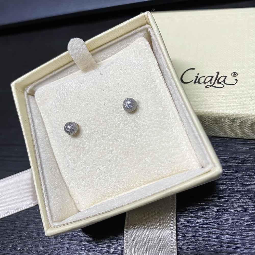 Orecchini sfera diamantata oro bianco farfallina avvitata - 