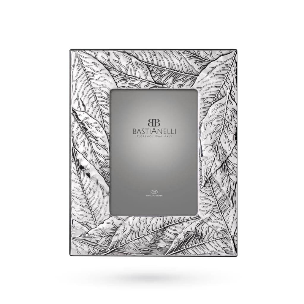 Cornice portafoto argento 10x15 cm foglie - BASTIANELLI