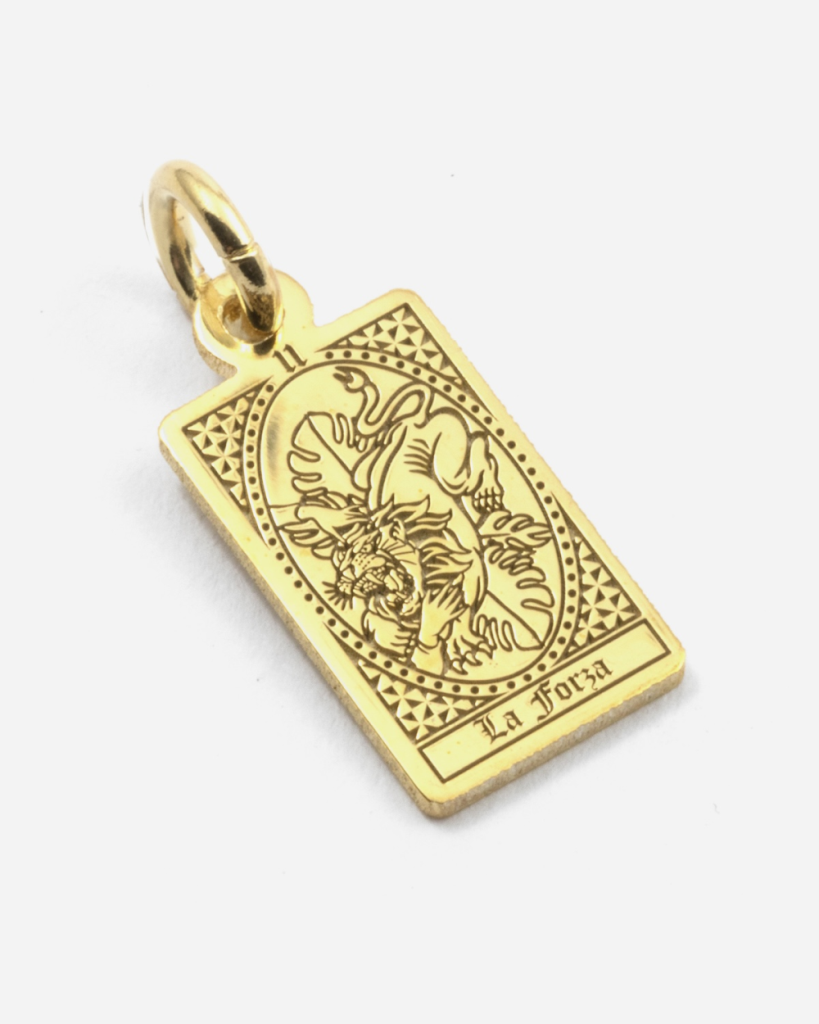 Ciondolo Carta Tarocchi La Forza in argento dorato Grande