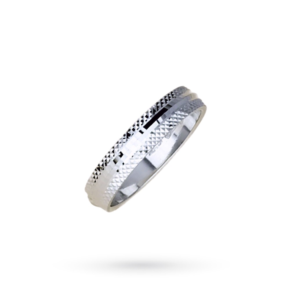 Anello fede nuziale in oro 18kt con bordi lavorati - LUSSO ITALIANO