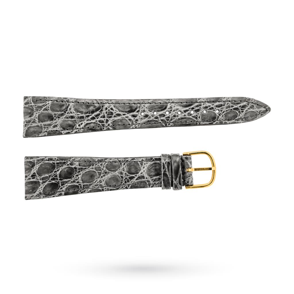 Cinturino coccodrillo grigio piatto 20-14mm fibbia dorata - BROS