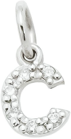 Ciondolo iniziale C stampatello h 5,30mm oro bianco diamanti - CICALA