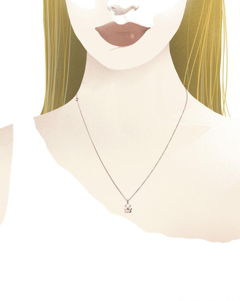  Collana leBebe LBB322 sagoma bimba oro rosa diamante ct 0,003 - LE BEBE