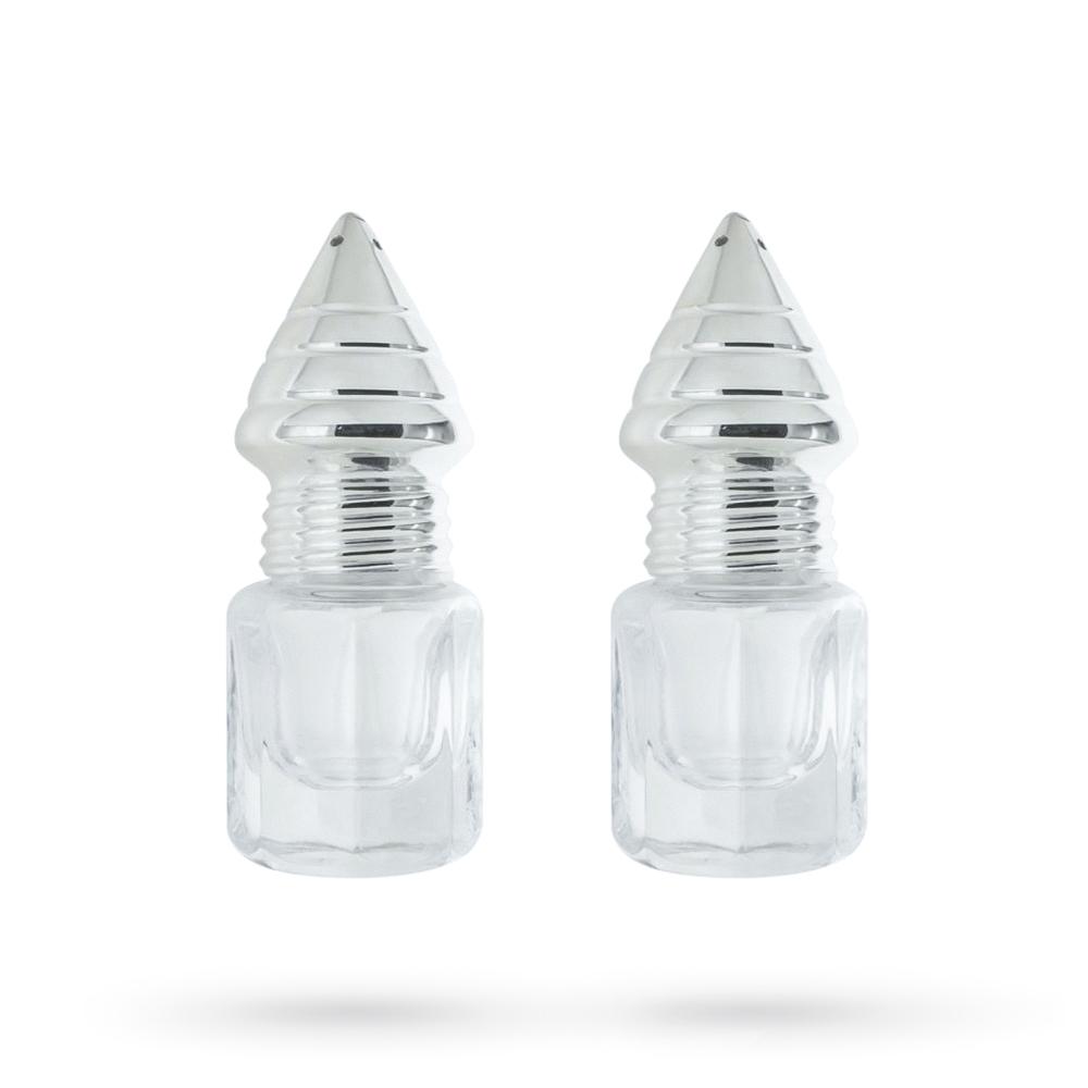 Salt and pepper set 925 silver glass with striped tip - LUSSO ITALIANO