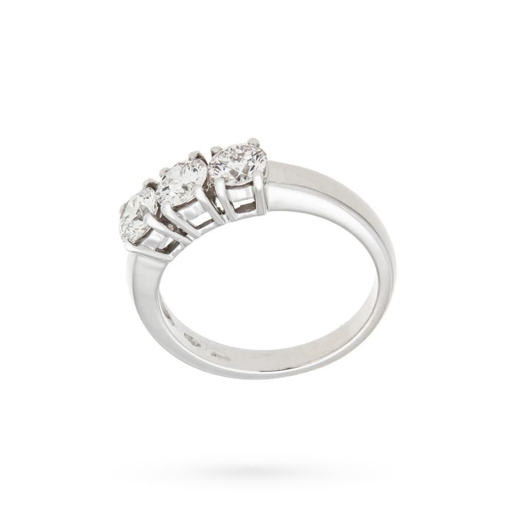  Anello trilogy oro bianco 3 diamanti 1,23 ct - LUSSO ITALIANO