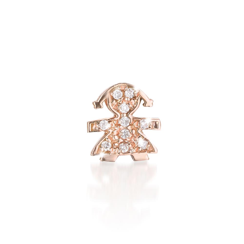  Orecchino singolo leBebe LBB332 Briciole bimba oro rosa pave diamanti - LE BEBE